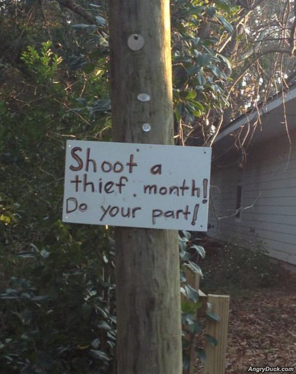 Shoot A Thief Month