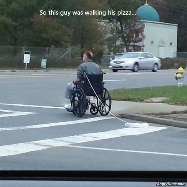 Walking His Pizza