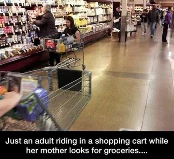 Adult In A Shopping Cart