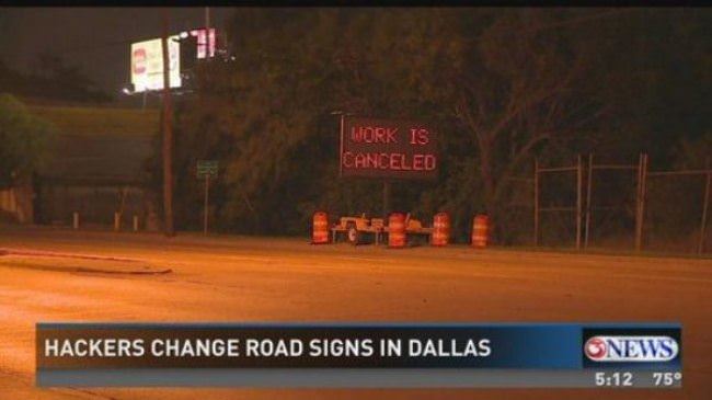 Hackers Change Road Sign