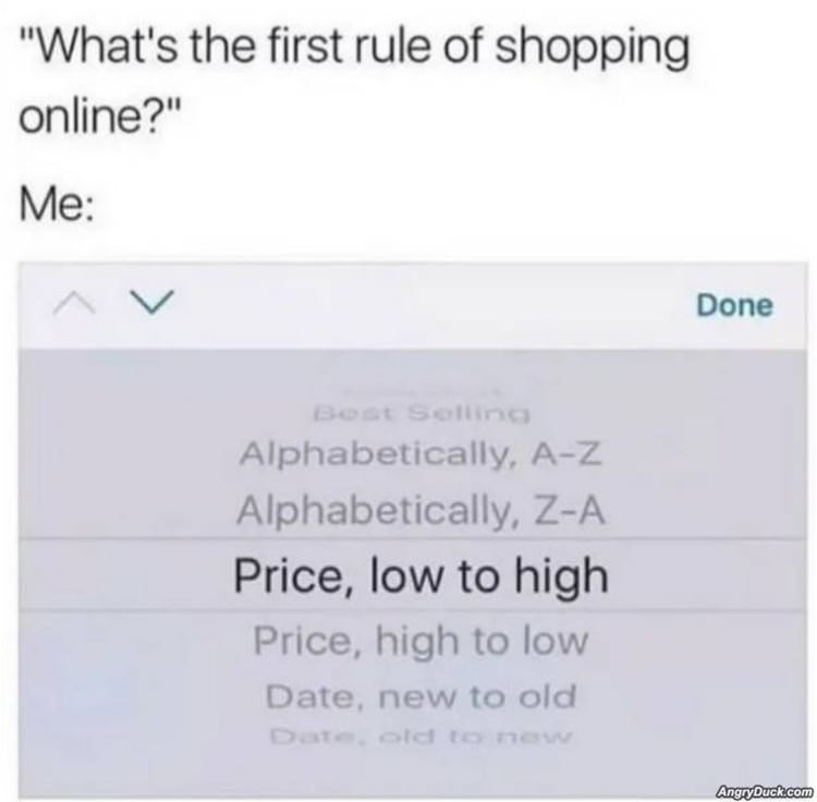 First Rule Of Online Shopping