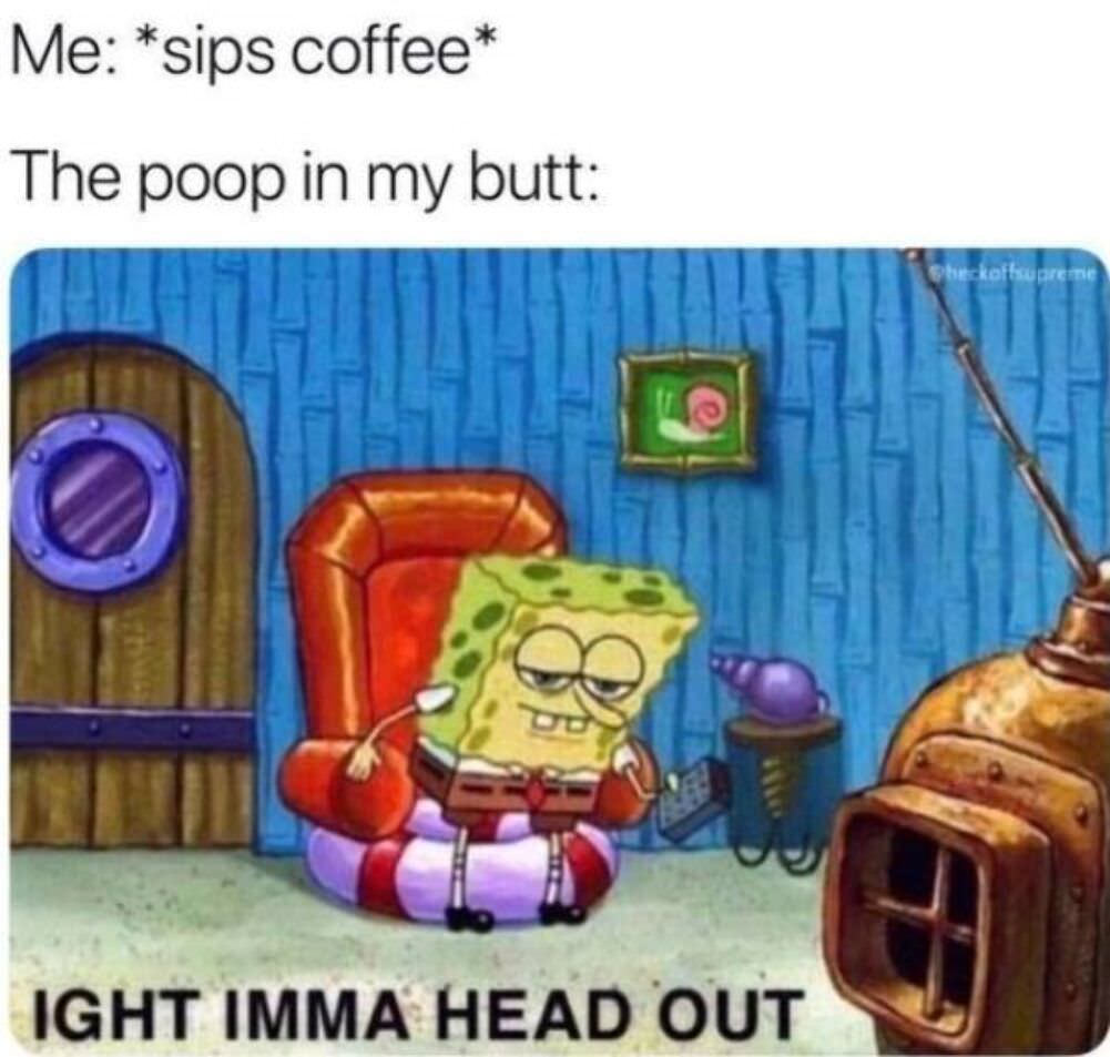 sips coffee