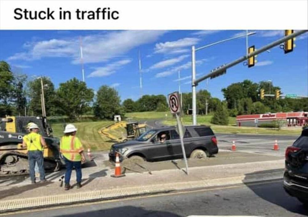 stuck in traffic