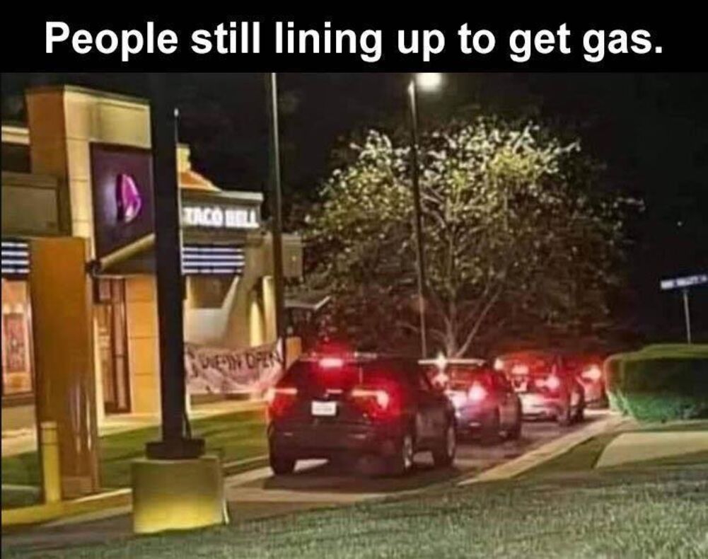 lining up to get  gas