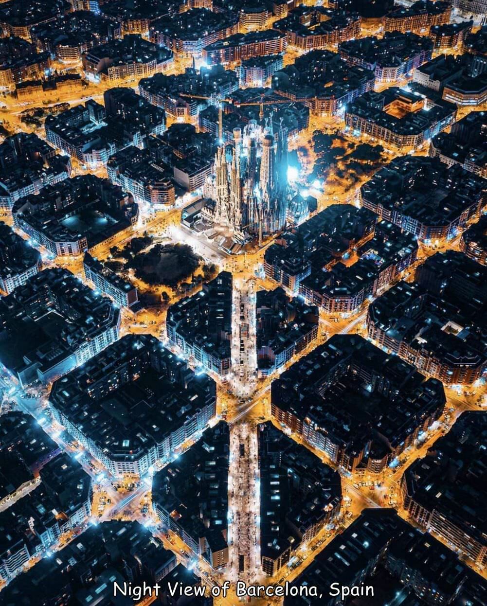 night view of barcelona spain