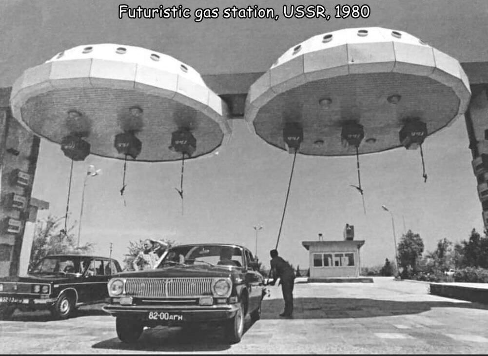 futuristic gas station