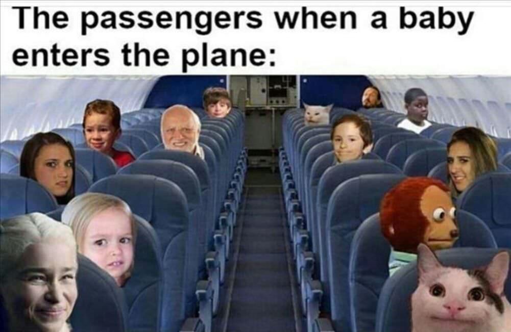 baby enters the plane