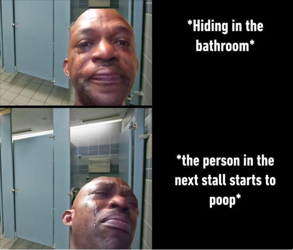 hiding in the bathroom