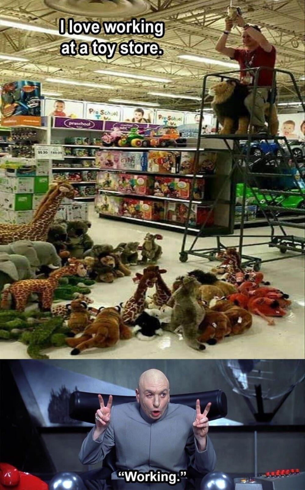 working at a toy store