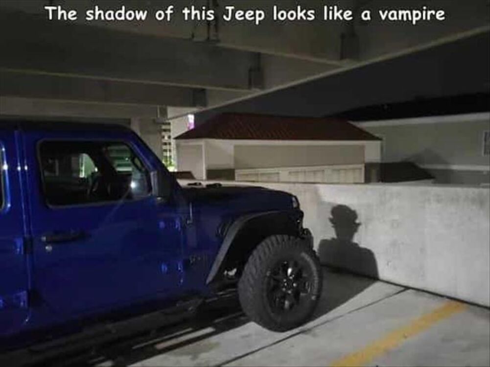 the shadow of the jeep