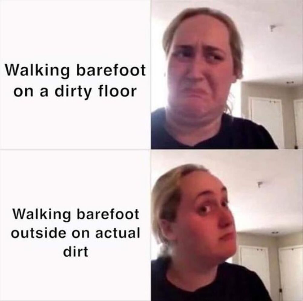 walking barefoot